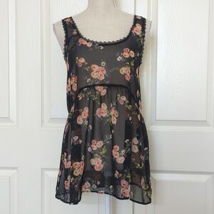Kirra Black Sheer Floral Tank
